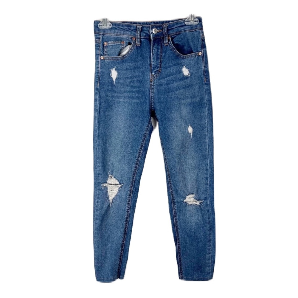 Wild Fable High Rise Skinny Blue Distressed Straight Leg Denim Jeans Women's 2